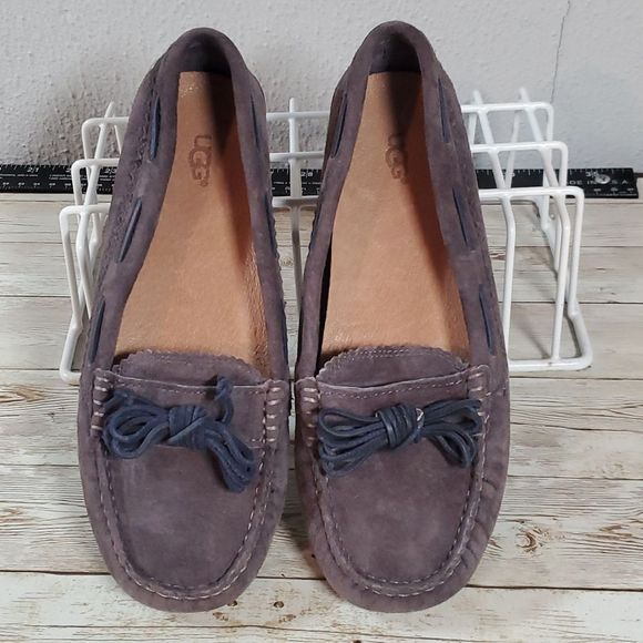UGG Australia Meena II Moccasin Driving Loafers Slippers Grey & Blue Size 6 - Picture 6 of 10